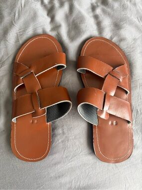 Brown Leather Slide Sandals purchase from Kenya